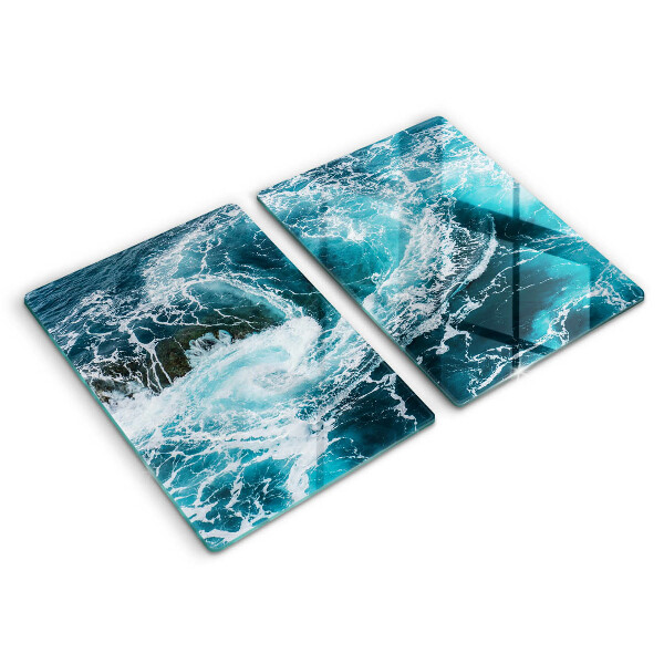 Glass chopping board Foamed water waves