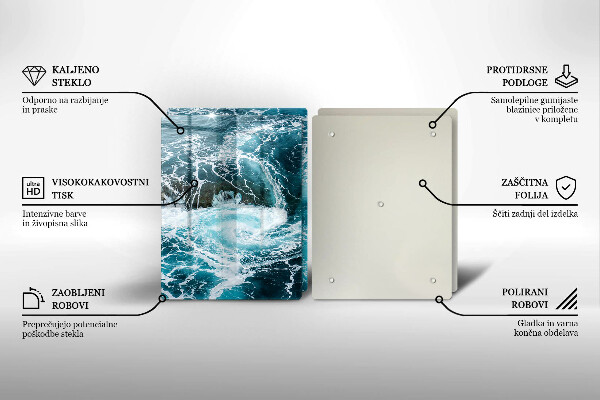 Glass chopping board Foamed water waves