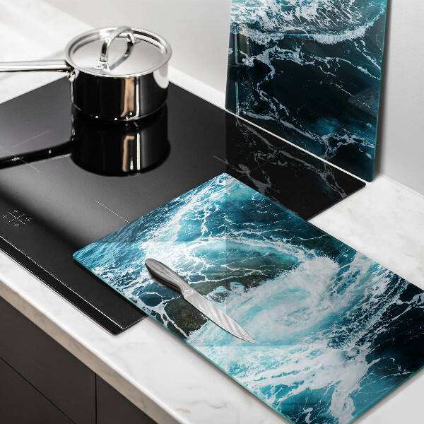 Glass chopping board Foamed water waves