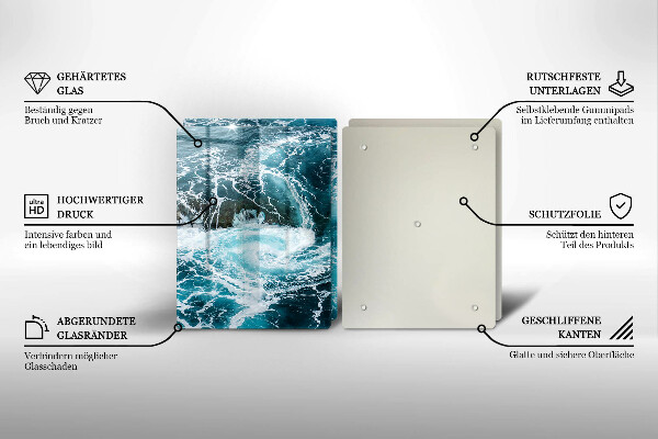 Glass chopping board Foamed water waves