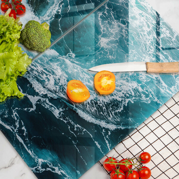 Glass chopping board Foamed water waves