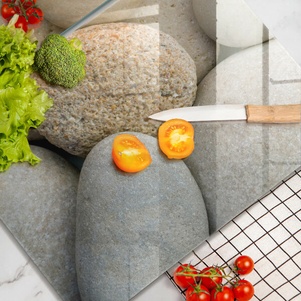 Glass chopping board Oval stone pattern