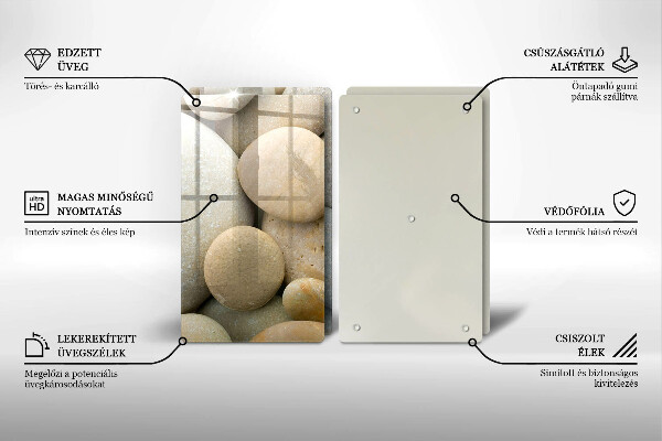 Glass chopping board Oval stone pattern