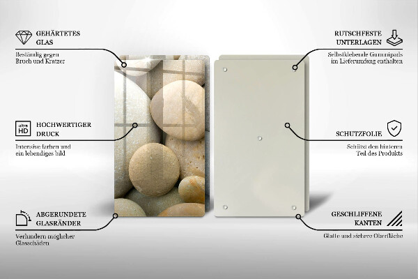 Glass chopping board Oval stone pattern