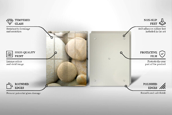 Glass chopping board Oval stone pattern