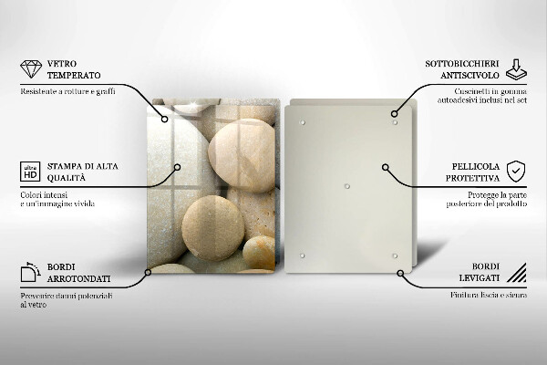 Glass chopping board Oval stone pattern