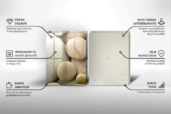 Glass chopping board Oval stone pattern