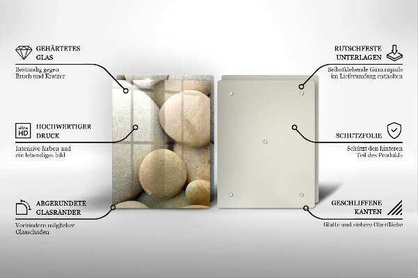 Glass chopping board Oval stone pattern