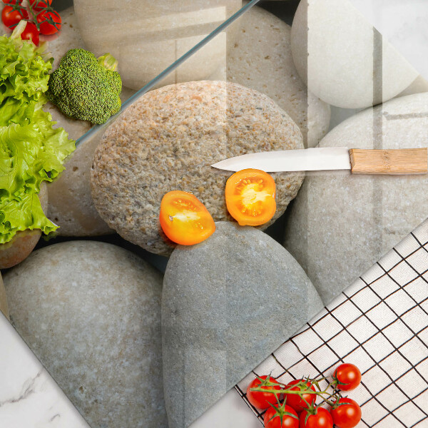 Glass chopping board Oval stone pattern