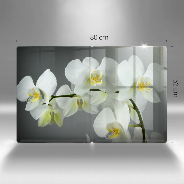 Glass chopping board White orchid flowers