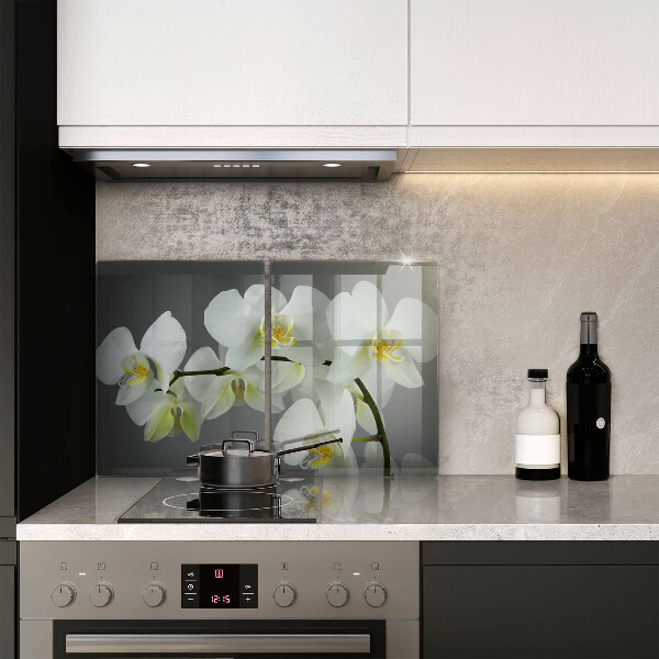 Glass chopping board White orchid flowers
