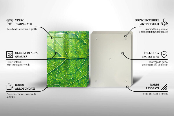 Glass chopping board Leaf lines nature