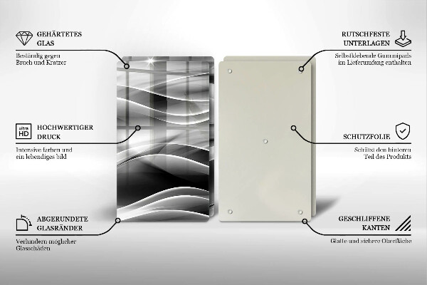 Glass chopping board Abstraction of smoke lines