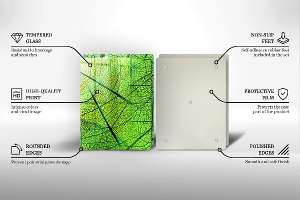 Glass chopping board Natura leaves