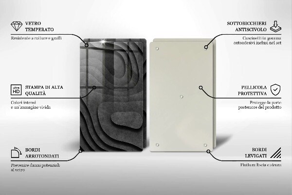 Glass chopping board 3D stone shapes