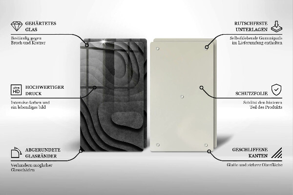 Glass chopping board 3D stone shapes