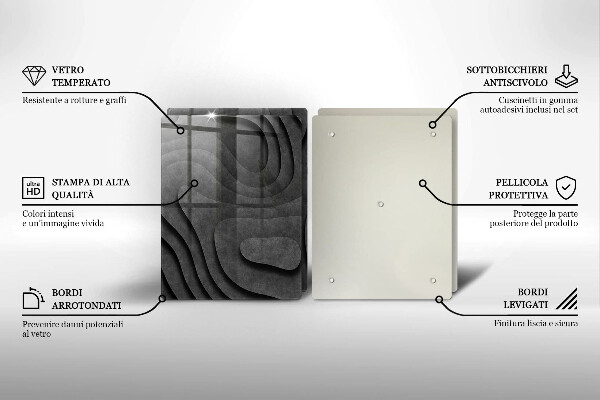 Glass chopping board 3D stone shapes