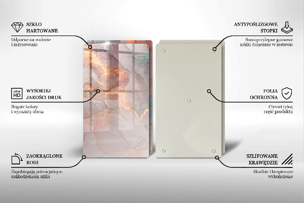 Glass chopping board Marble with gold