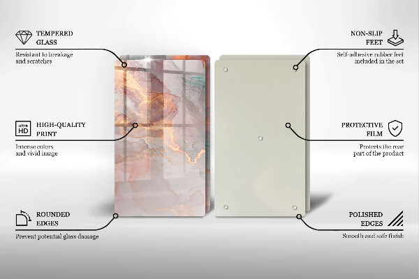 Glass chopping board Marble with gold