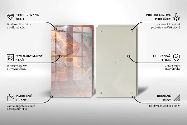 Glass chopping board Marble with gold