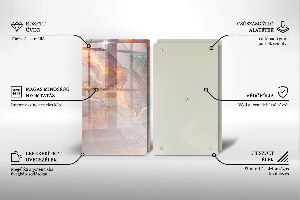 Glass chopping board Marble with gold