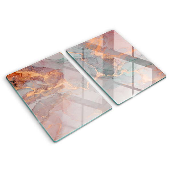 Glass chopping board Marble with gold