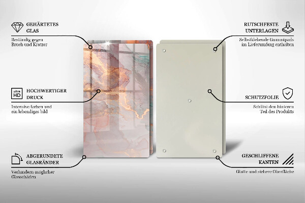 Glass chopping board Marble with gold