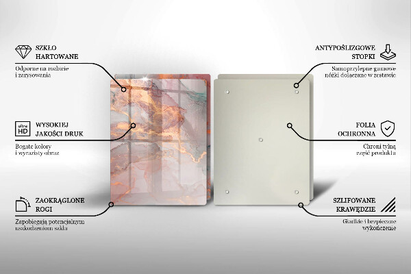 Glass chopping board Marble with gold