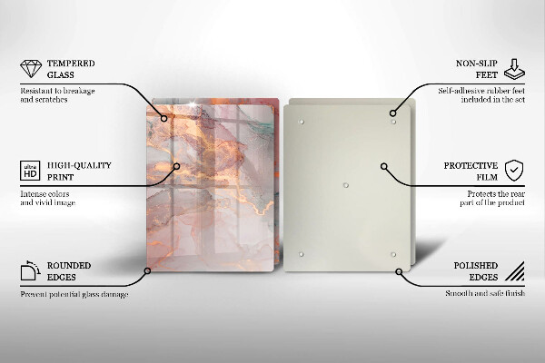 Glass chopping board Marble with gold