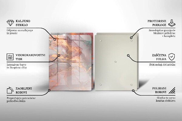 Glass chopping board Marble with gold