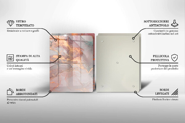 Glass chopping board Marble with gold