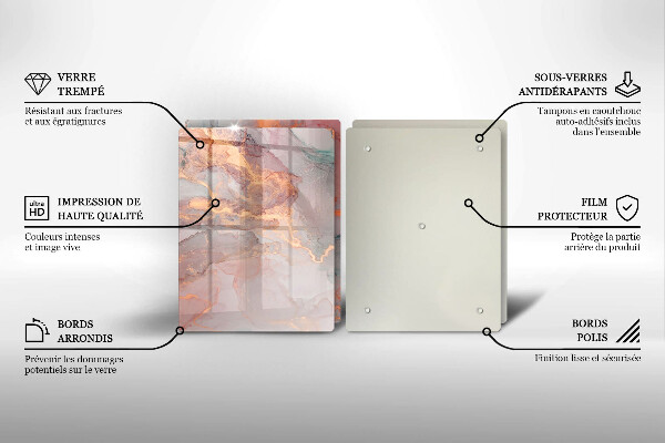 Glass chopping board Marble with gold