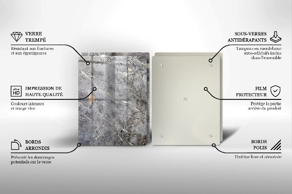 Glass chopping board Stone texture