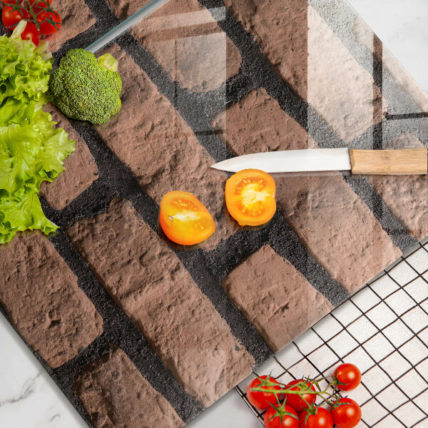 Glass chopping board Brick wall