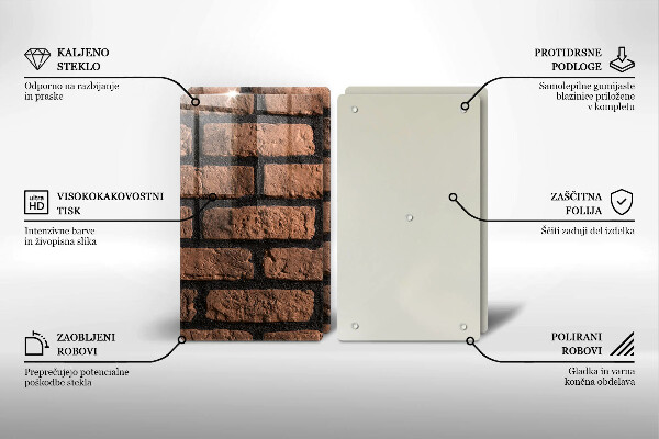 Glass chopping board Brick wall