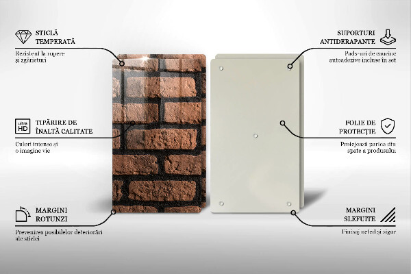 Glass chopping board Brick wall