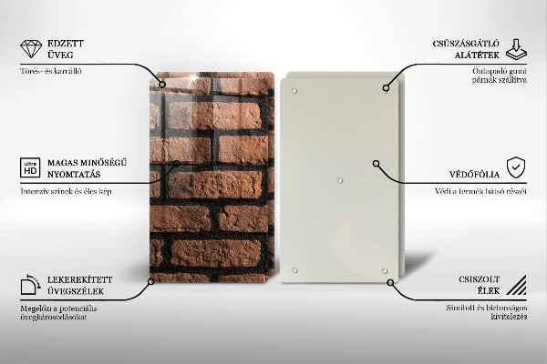 Glass chopping board Brick wall