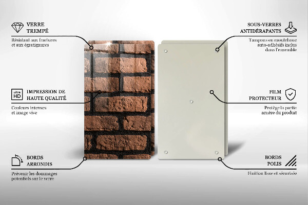 Glass chopping board Brick wall