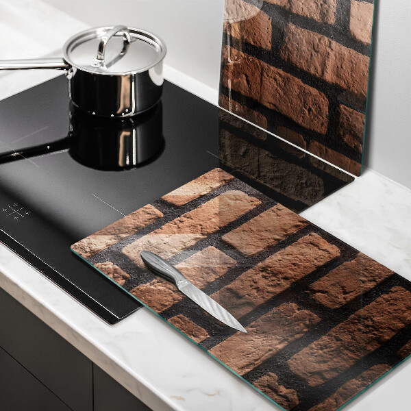 Glass chopping board Brick wall