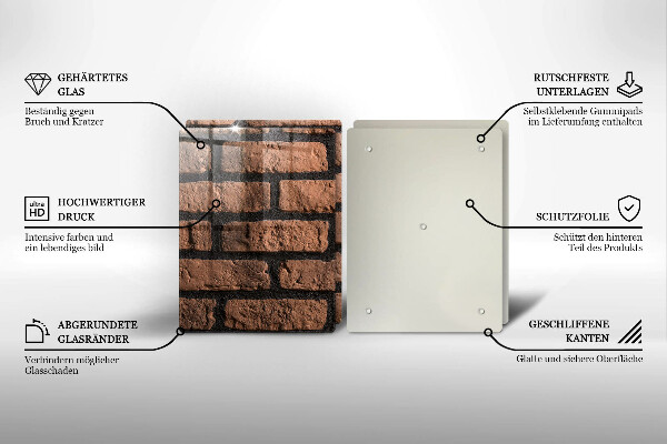 Glass chopping board Brick wall