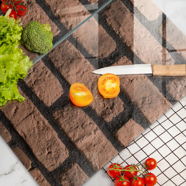 Glass chopping board Brick wall