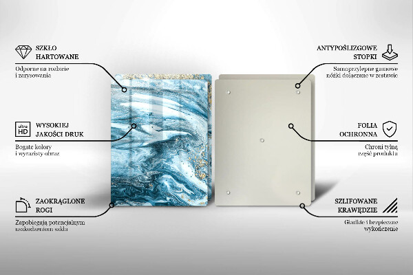 Glass chopping board Structure with gold