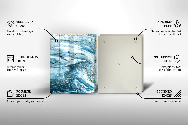 Glass chopping board Structure with gold