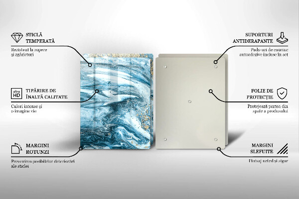 Glass chopping board Structure with gold