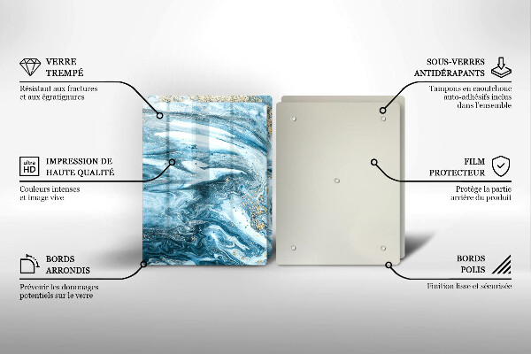 Glass chopping board Structure with gold
