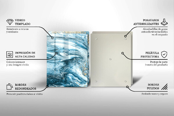 Glass chopping board Structure with gold