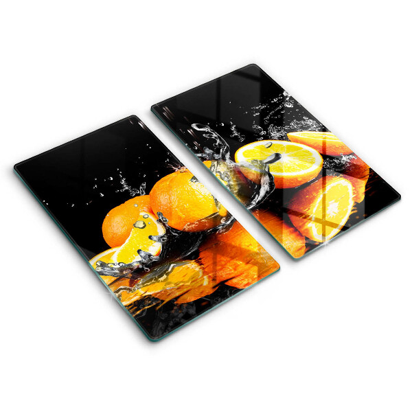 Glass chopping board Juicy fruit oranges