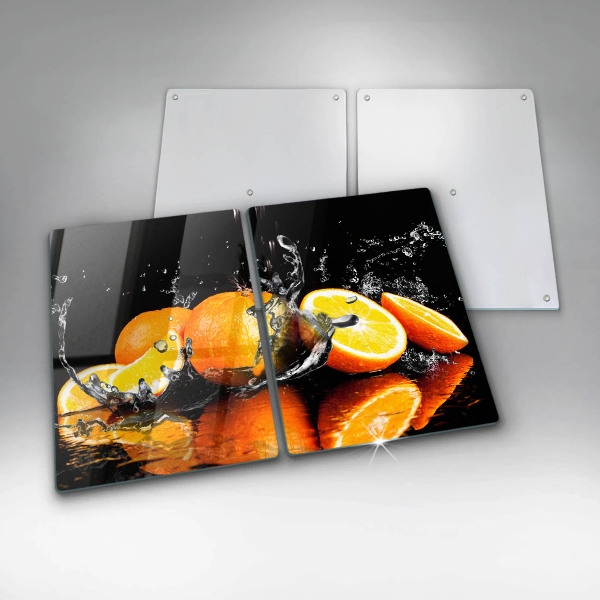 Glass chopping board Juicy fruit oranges