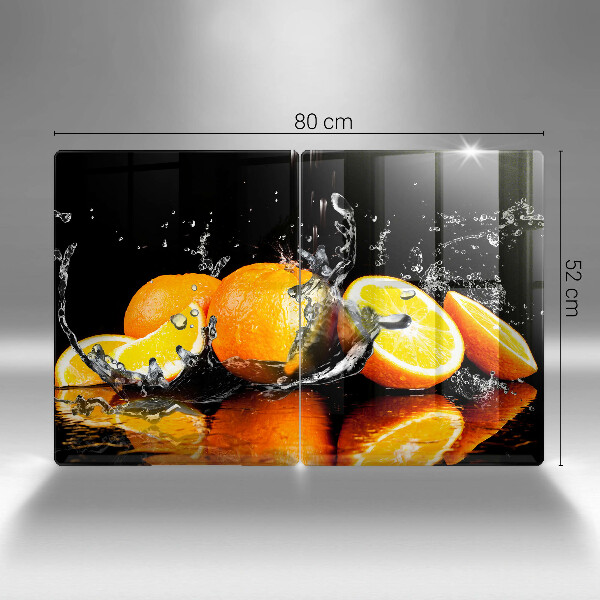 Glass chopping board Juicy fruit oranges