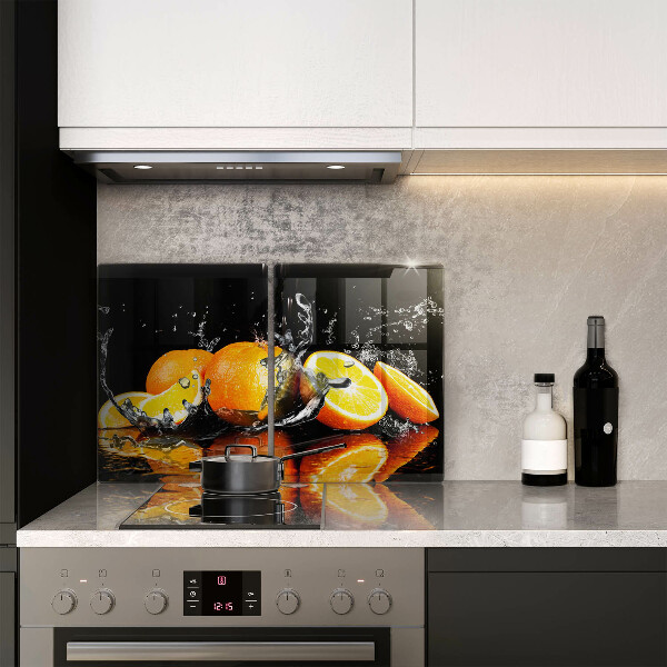 Glass chopping board Juicy fruit oranges